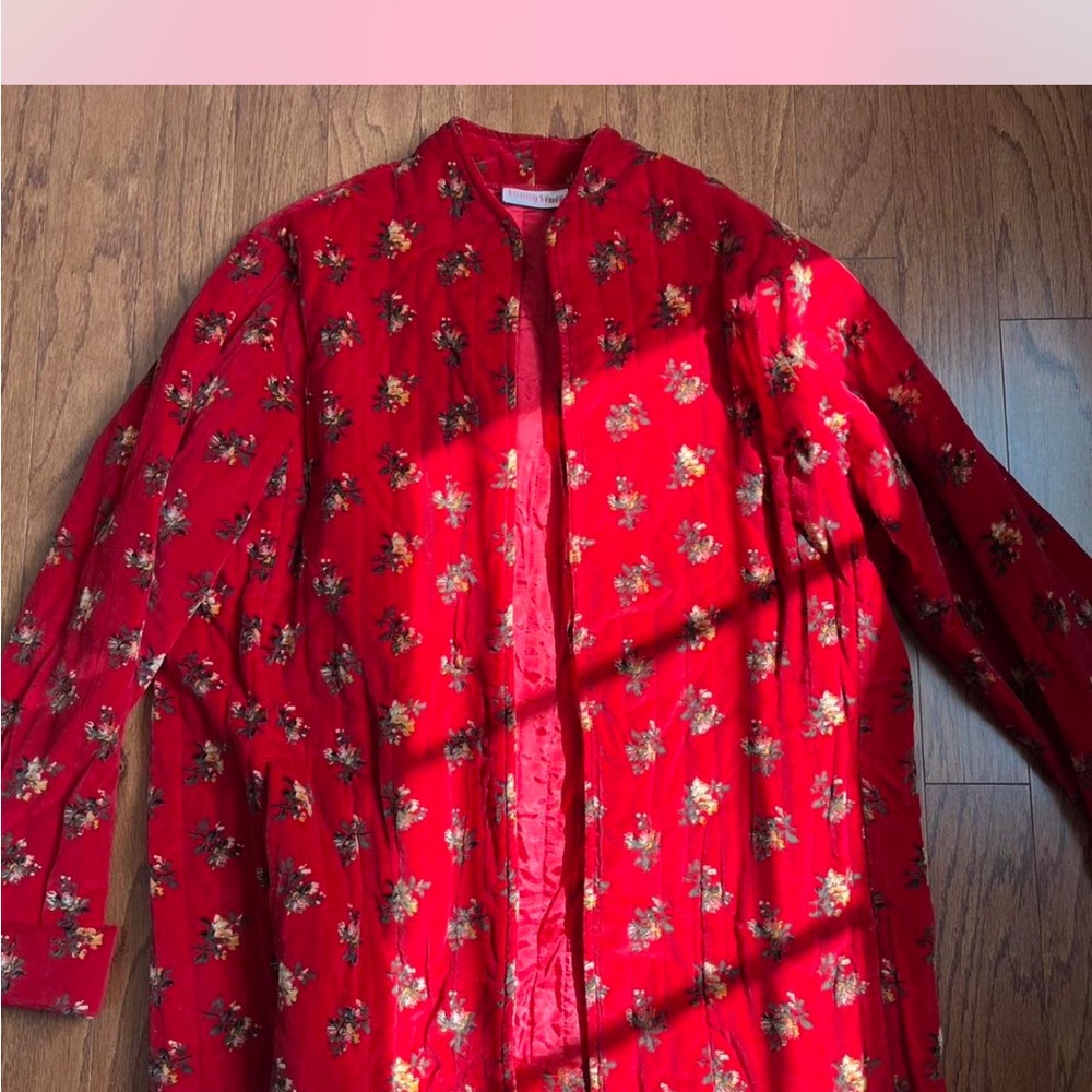 Vintage Floral Red Long Coat